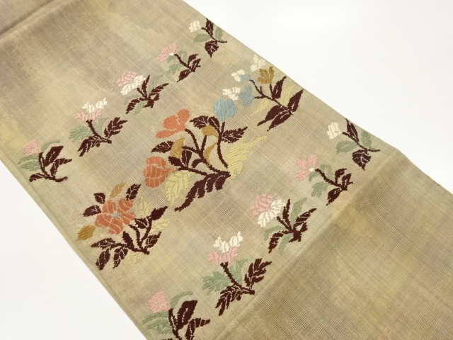 草花模様織出し名古屋帯